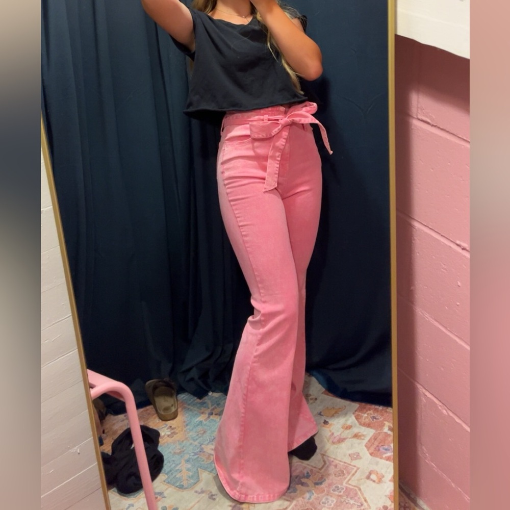 Boutique Pink Flared Pants